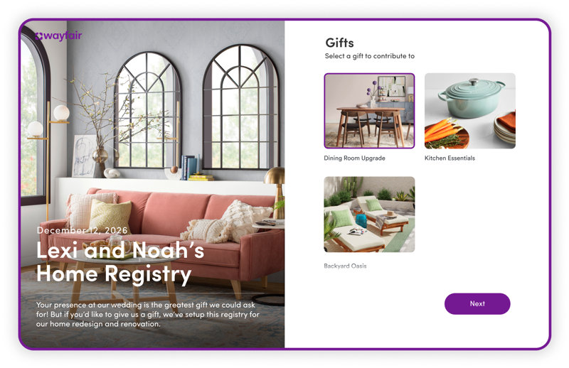 Gift Registry Example Imagery 