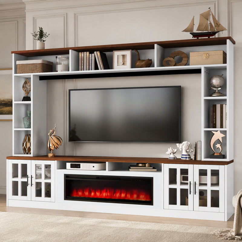 TV Stand Fireplace for TVs up to 50" Fireplace, Walnut