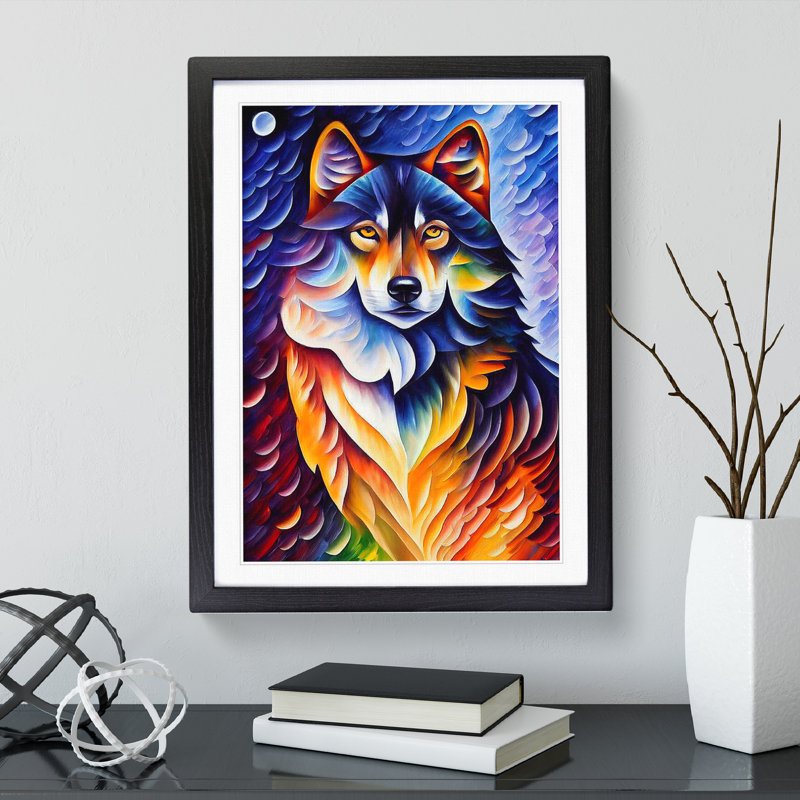 Wolf Portrait No.1 - Single Picture Frame Print, Black Framed, 34cm H x 25cm W x 2cm D