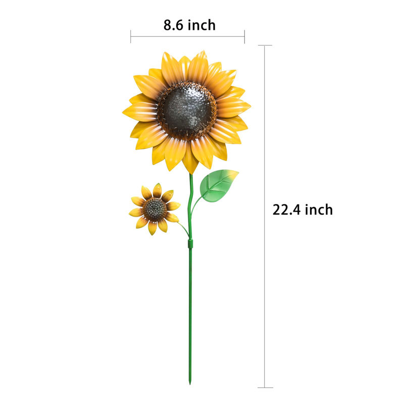 Set of 2 Metal Flowers Decorative Garden Stakes