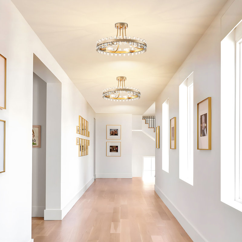 Jackeline 4 - Light Chandelier Style Circle Semi Flush Mount, Brass