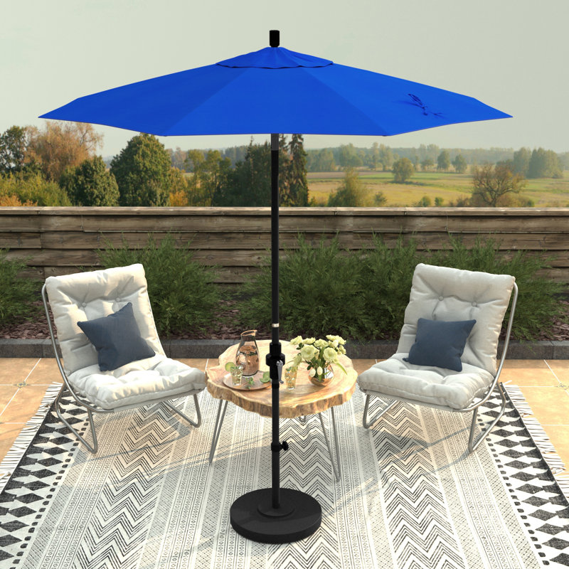 Parasol de marché 90 po Sunbrella, Matted Black, Canvas Pacific Blue Sunbrella® Canvas