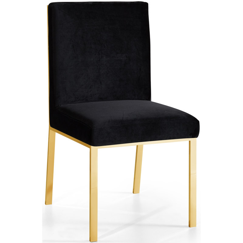 Chaise d'appoint rembourrée en velours Sansa, Velours noir, Or