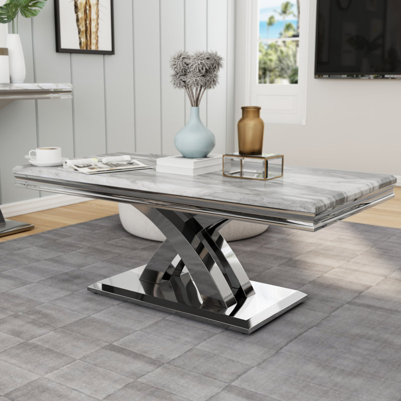 Ensemble de table de salon 4 pièces, Gris/argent