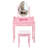 Pink Princess Vanity Desk Set with LED Light Mirror & Cushioned Stool, 4-Drawer Makeup Table for Bedroom, Dressing Table with Ample Storage and Modern Design-2089799990