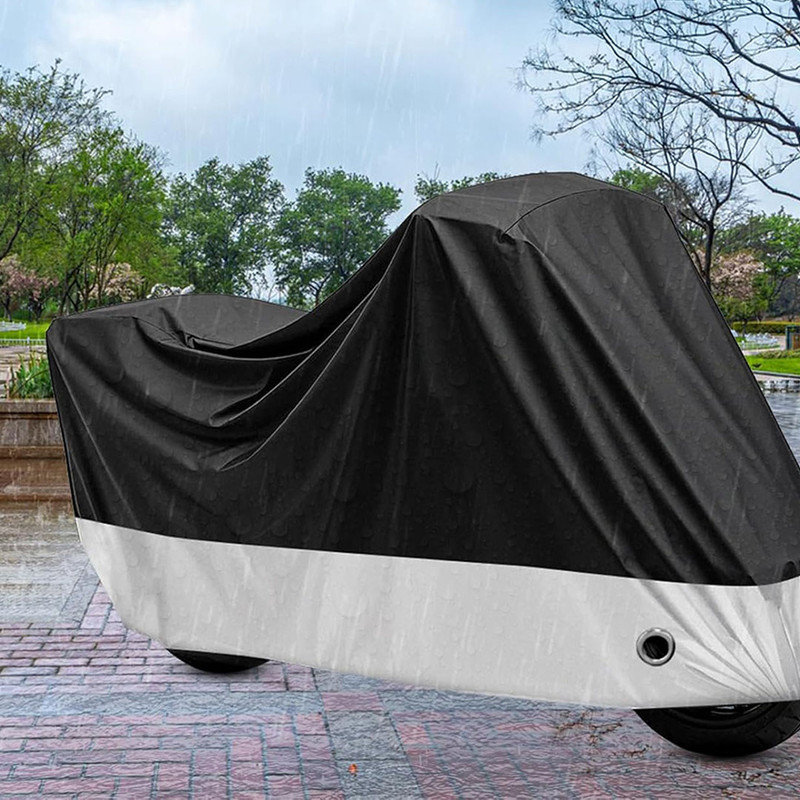 Deago Motorcycle Cover Heavy Duty All Season Waterproof Outdoor Sun Protection Night Reflective With Lock-Holes & Storage Bag Fits Up To 78.7