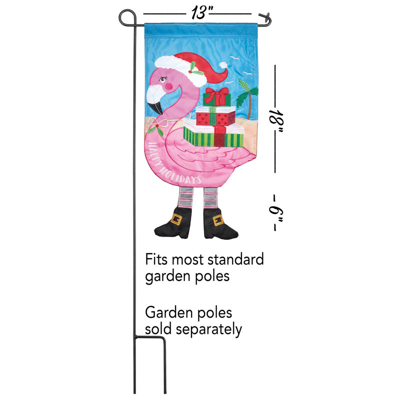 Drapeau de jardin des fêtes en polyester 24 x 13 po Holiday Flamingo