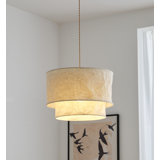 Wabi-Sabi Style Japanese Linen Fabric Lampshade Chandelier