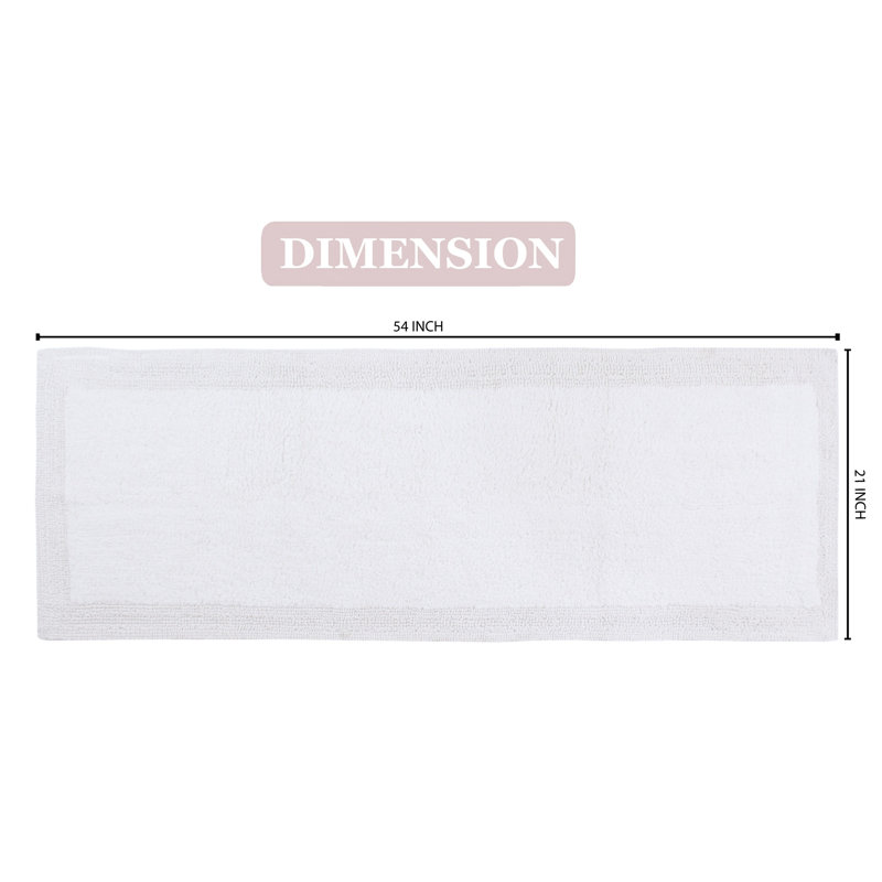 Tapis de bain réversible de couleur unie BRUSS, Blanc, L 21 po x L 54 po