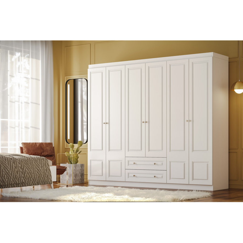 Berend 6 Door Manufactured Wood Wardrobe, 212cm H x 54cm W x 44.2cm D