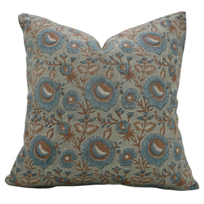 Fabdivine Pillow Cover Handmade Block Print Cushion-Sun Flower