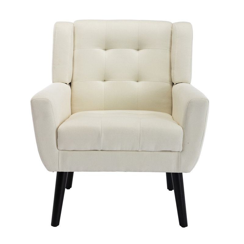 Accent Chair Living Room Chair Bedroom Chair Home Chair With Black Legs For Indoor Home, Velvet Beige