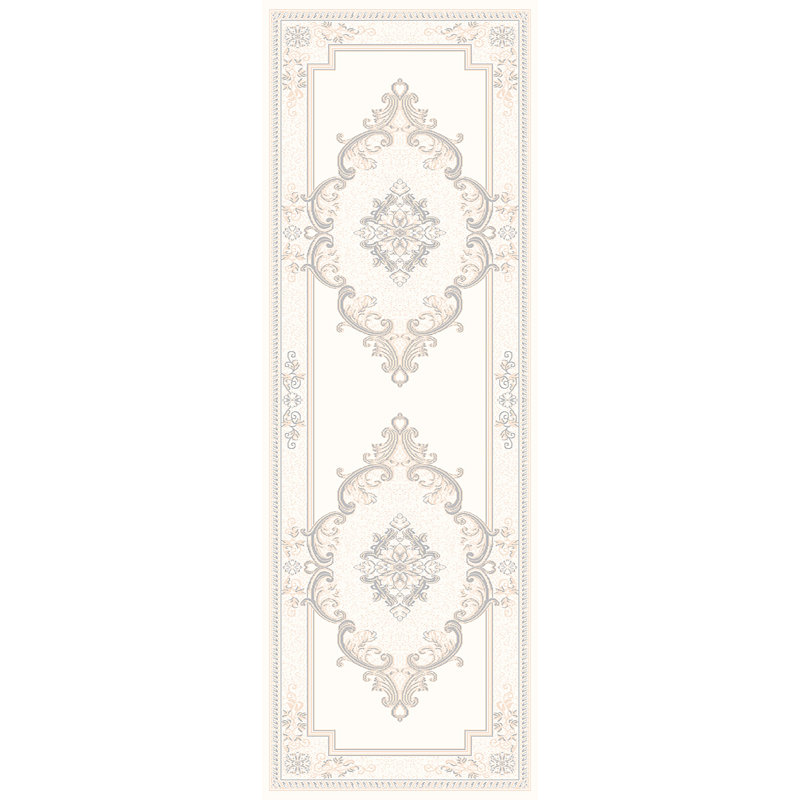 Tapis traditionnel ivoire / gris Ramsel, Tapis de couloir 2 pi 6 po x 7 pi 9 po