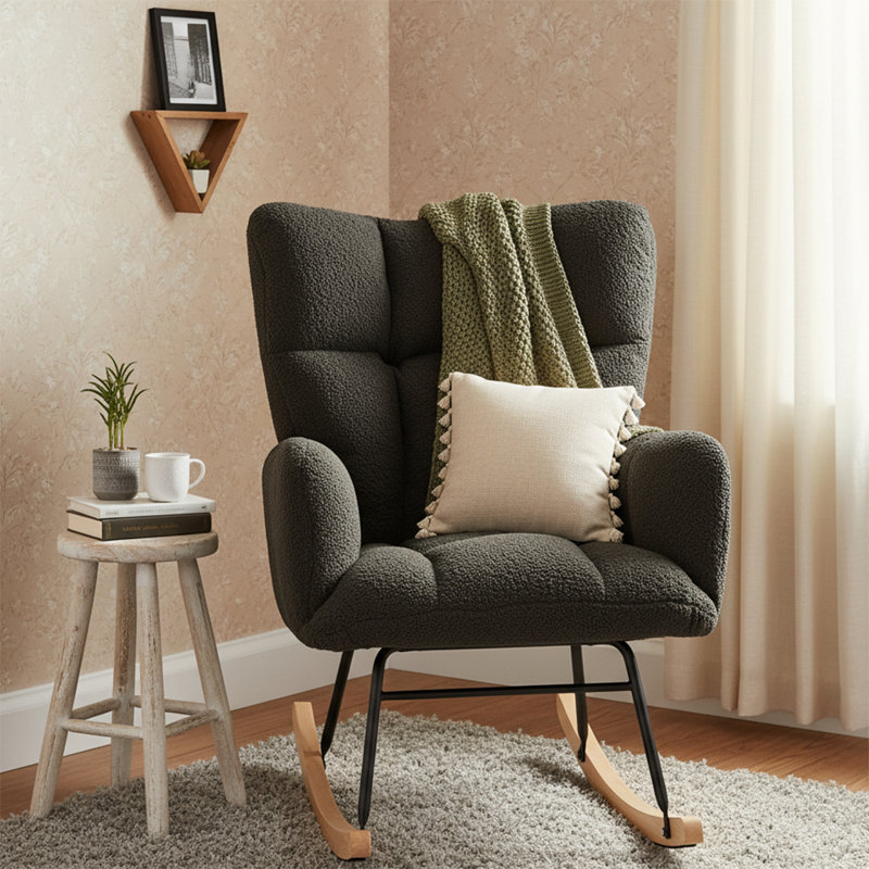 Chaise berçante rembourrée Modern, Gris foncé