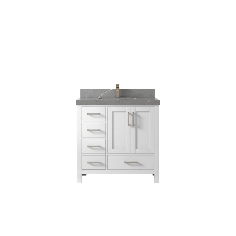 Ensemble de meuble-lavabo simple 36 po Malibu, Gris Piatra