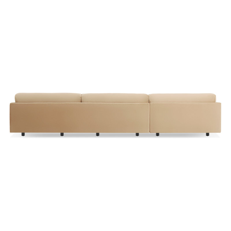 Sunday Chaise Sectional, Camel Velvet Polyester Blend, Left Hand Facing