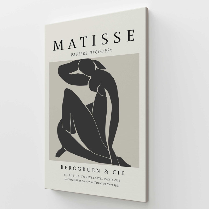 Matisse's Nude II en noir, Toile tendue, H 54 po x l 36 po x P 1,25 po