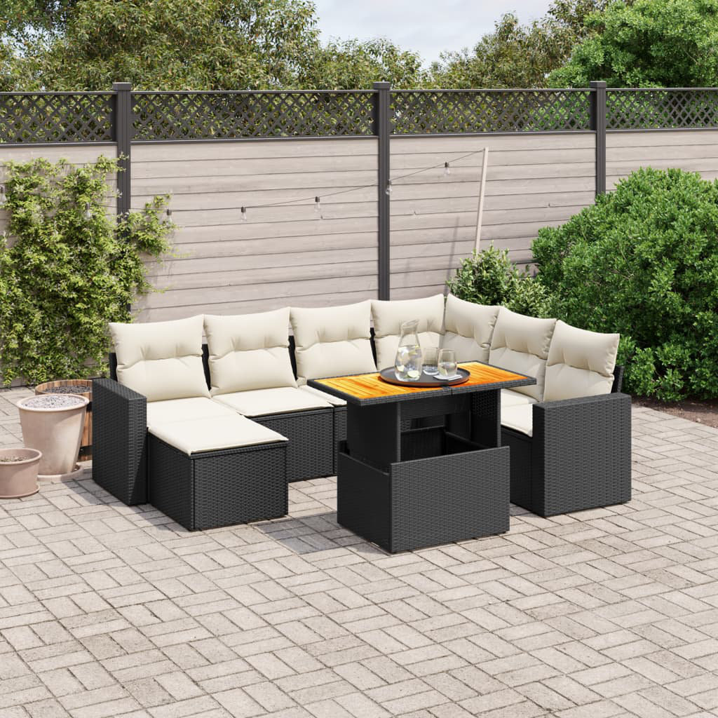 Vidaxl 8-Tlg. Garten-Sofagarnitur aus Polyrattan mit Kissen