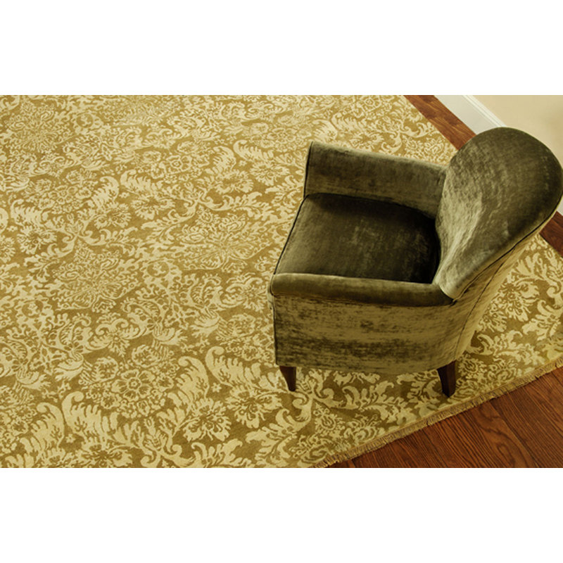Tapis damassé en laine et lin noué à la main Odia, Rectangle 6 pi x 9 pi