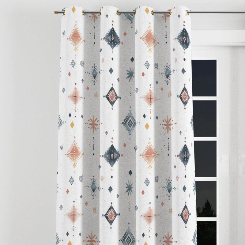 Moroccan Curtain panels - Pink Bahir Grommet Curtain - 1 Panel, 52" W x 95" L, Gold Grommets