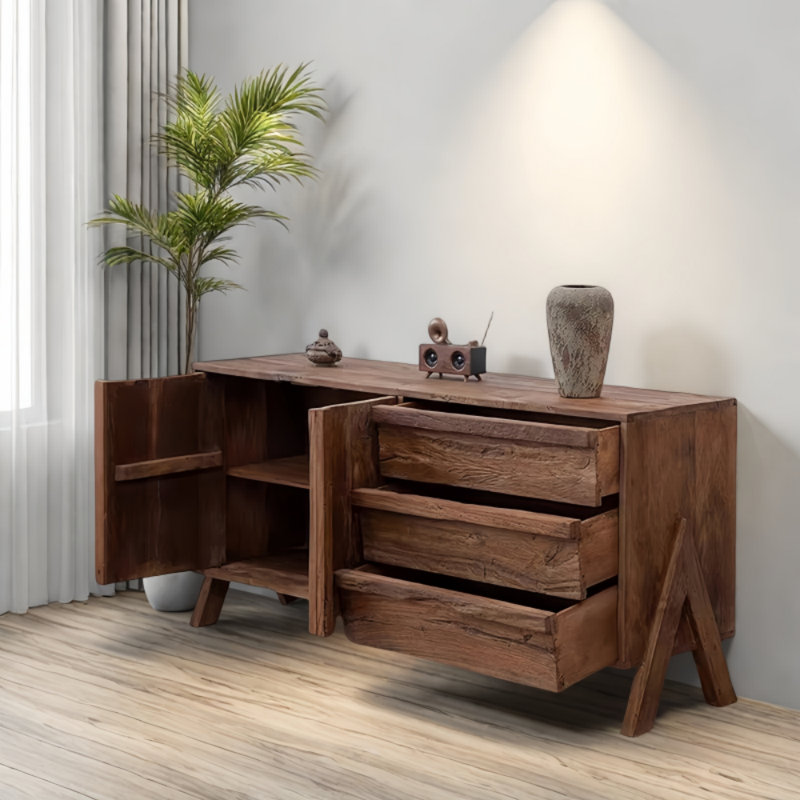 Multi-Functional Retro Sideboard, 30.71" H x 62.99" W x 17.72" D