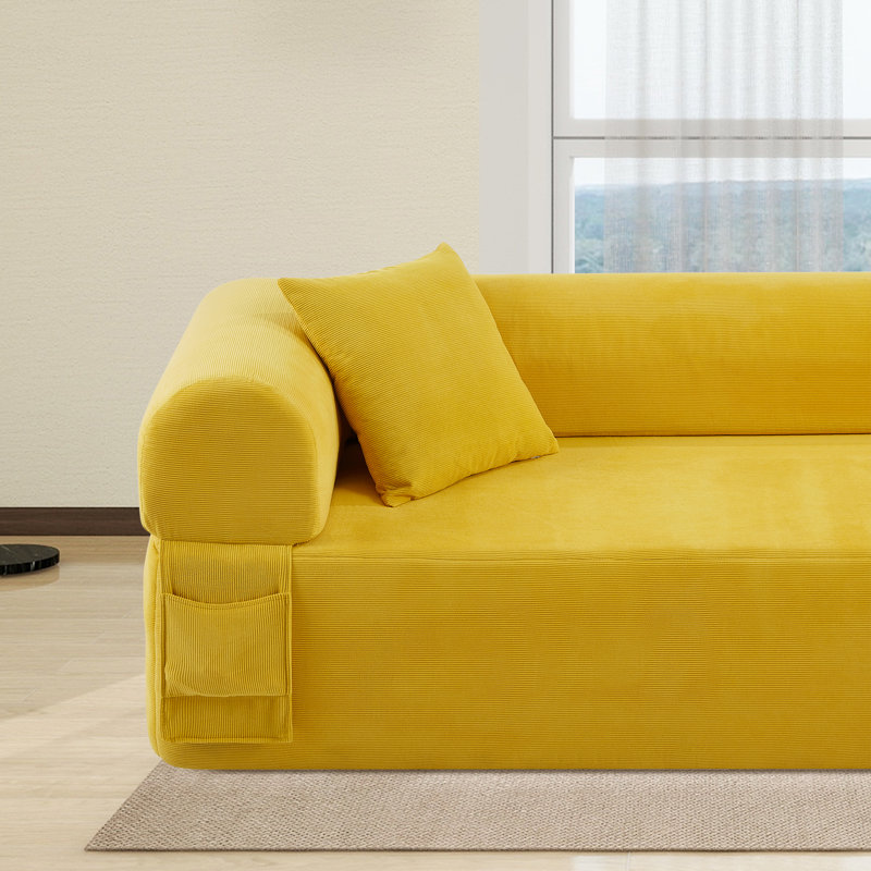 Boneless Floor Sofa Sofa-in-a-Box, No Installation & Easy to Transport Memory Foam With Individual Pocket Springs Seat Comfy Sofa Couch with 2 Matching Pillows, Couch for Living Room or Bedroom