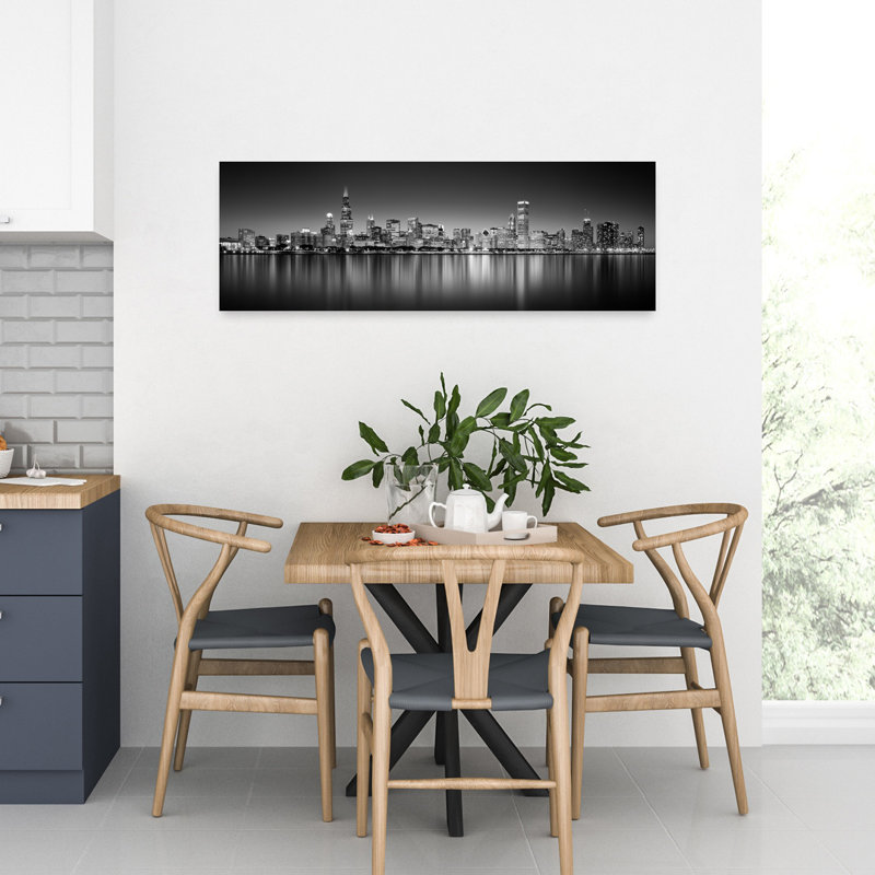 Reflection of skyscrapers in a lake Lake Michigan Digital Composite Chicago Cook County Illinois USA 1 Piece Wrapped Canvas Panoramic Wall Art