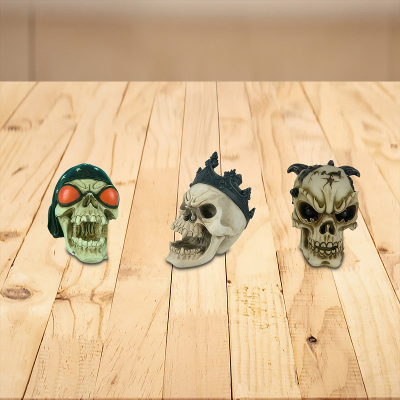 3"H 3-PC Skull Figurine Set