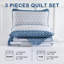 Ensemble de courtepointe 3 pièces à rayures bohémiennes en microfibre légère toutes saisons-122938654-122938666
