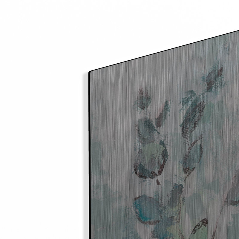  «Loose Bouquet Of Flowers 1 Blue Grey» par Silvia Vassileva, art mural en métal, 16 po x 48 po