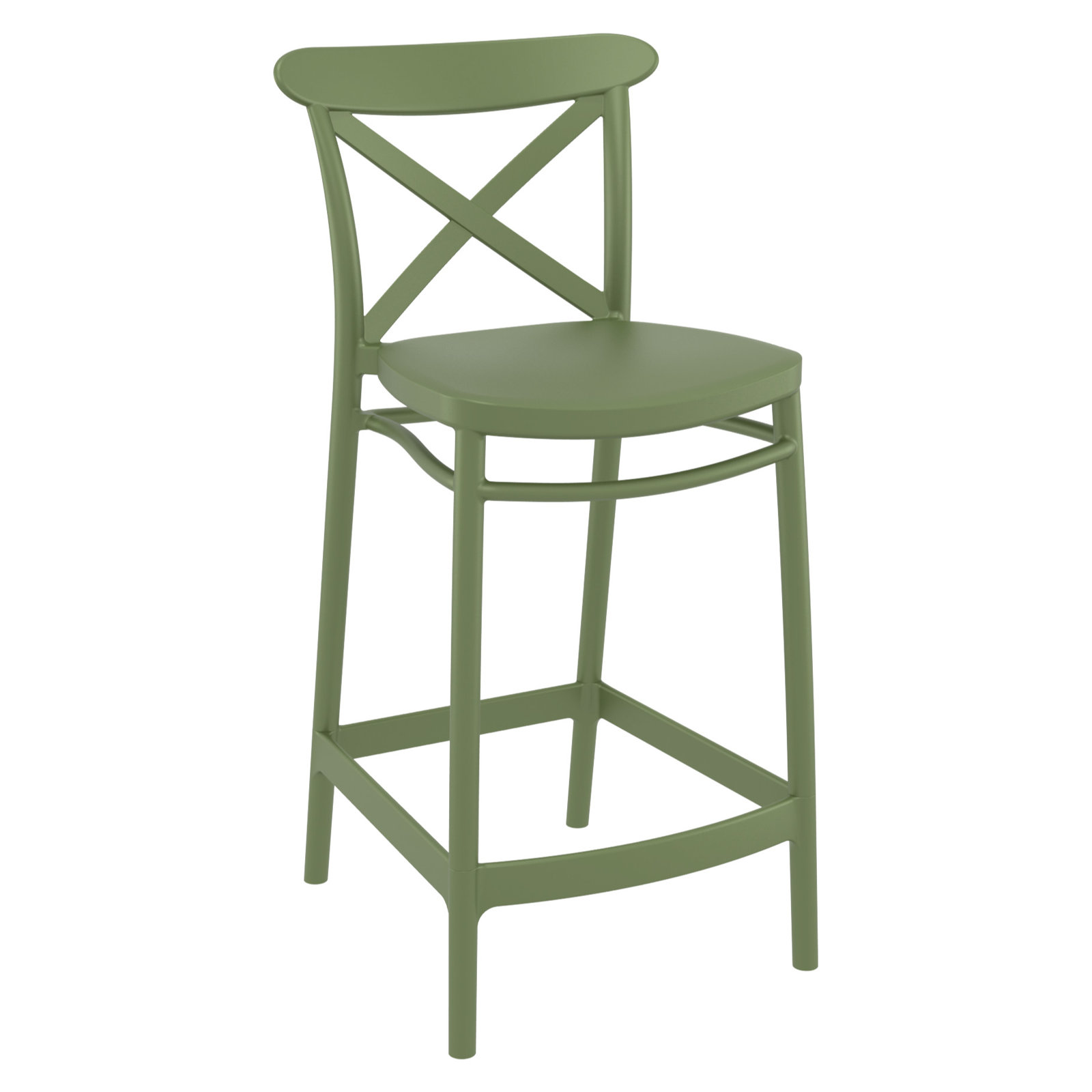 Bijou Outdoor Bar Stool, Olive Green, Counter Stool (25.6" Seat Height)