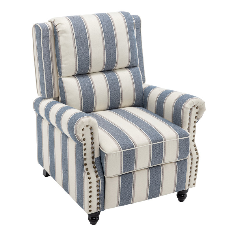 Upholstered Accent Chair, White/Blue