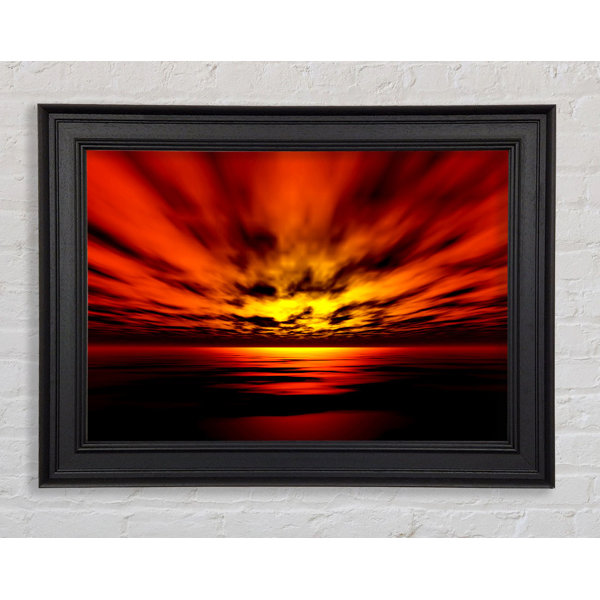 House of Hampton Fire Red Sun Blaze Framed Print | Wayfair.co.uk