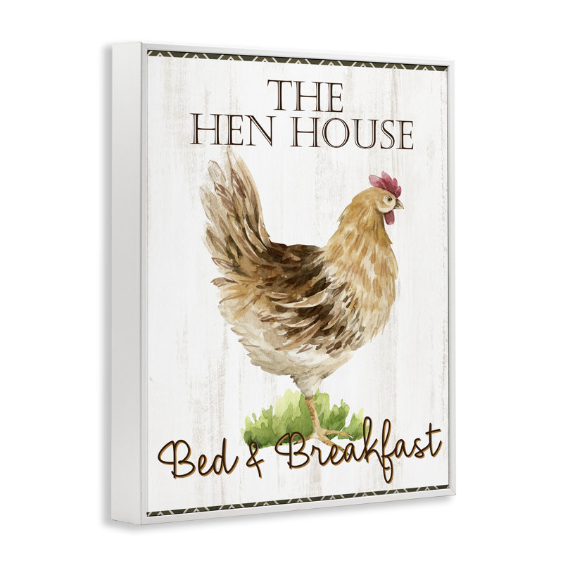 Hen House Bed and Breakfast, giclée encadrée, design par Anne Bailey, H 14 po x l 11 po, Coastal White Framed Giclee