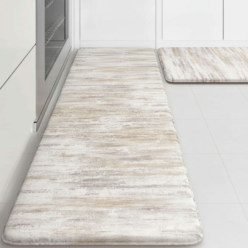 Ensemble de 2 tapis de cuisine anti-fatigue, Marron clair