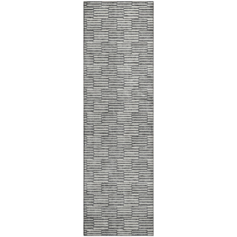 Premium Machine Washable Prisco Gray Rug, Runner 2'3" x 7'6"