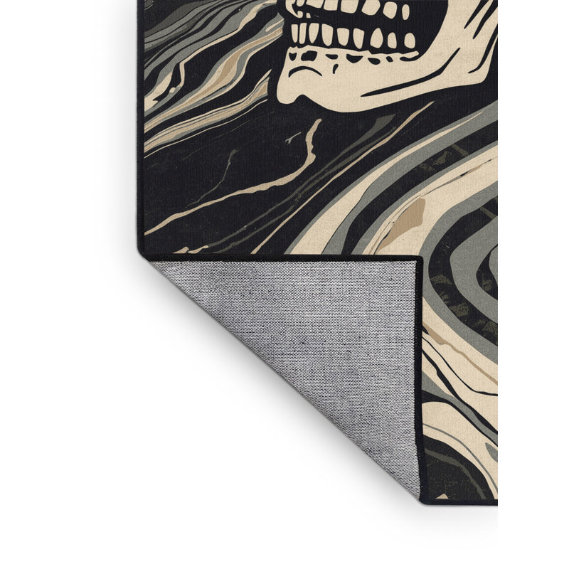 Tapis gris délavé à la machine Ulster Mictlantecuhtli, 5x8