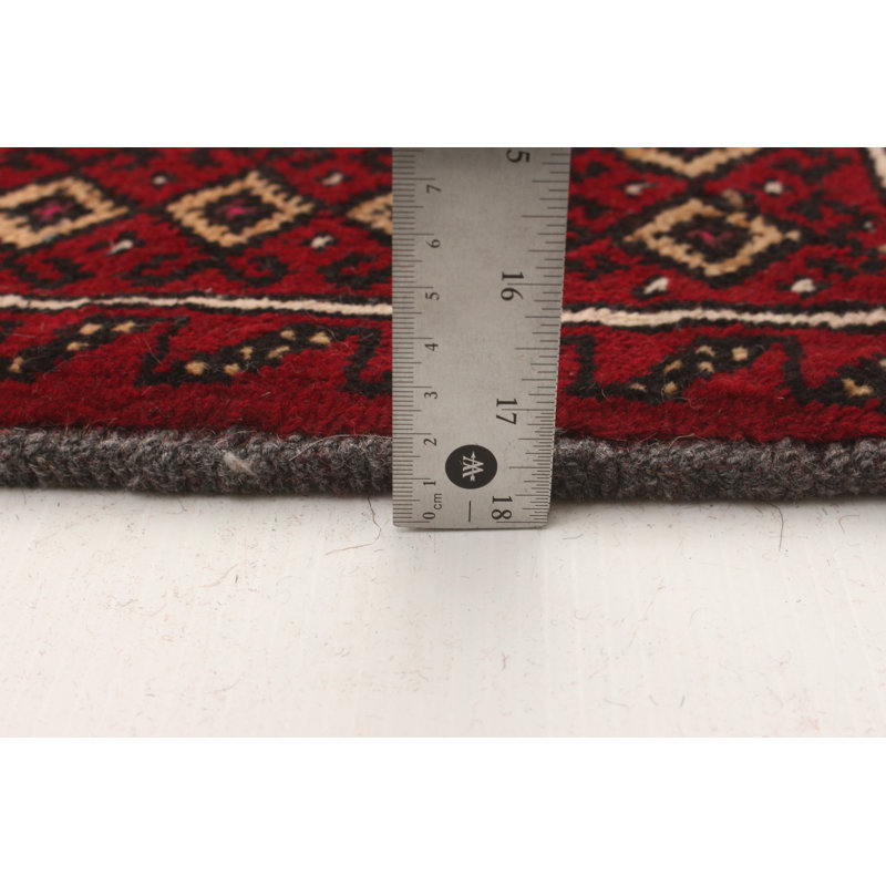 Hand-Knotted Rizbaft Red Wool Rug 3'0" X 5'11"