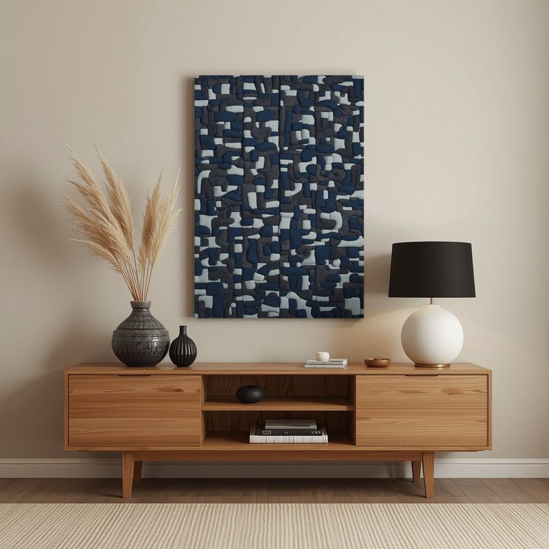 «Abstract Shapes» 14, art mural gris en métal, H 11 po x l 14 po