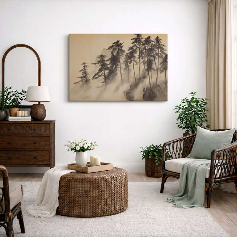 «Misty Forest Pine», reproduction d'art numérique sur toile encadrée, Toile tendue, H 12 po x l 18 po x P 1,5 po