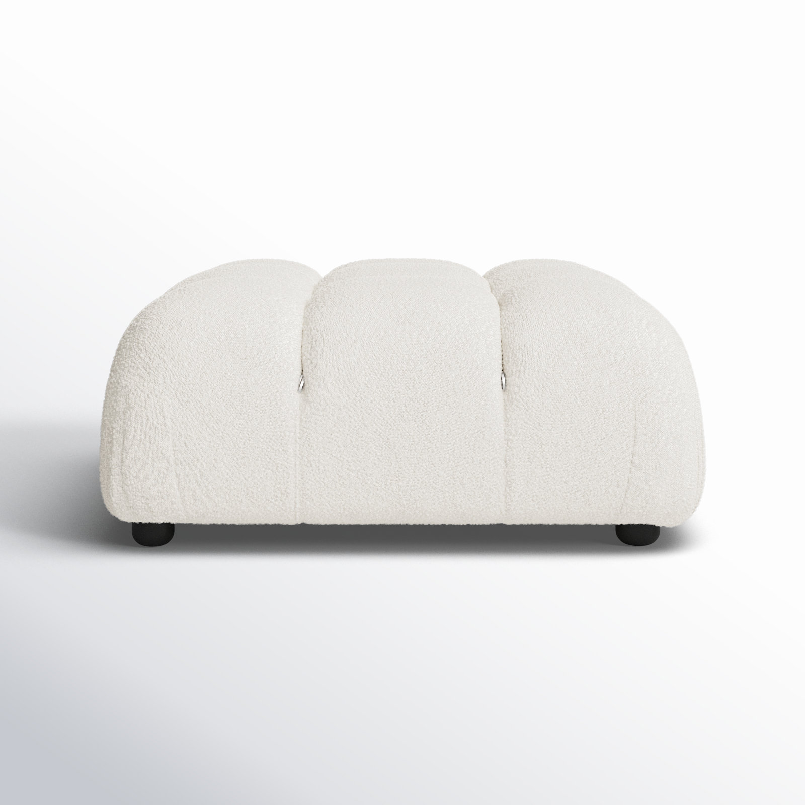 Reva Upholstered Ottoman, Ivory Boucle