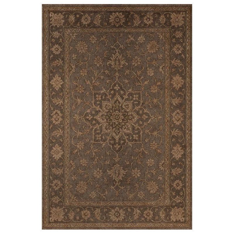 Malika Collection Digital Print Cotton-Polyester Brown Oriental Rug, Runner 4' x 13'2"