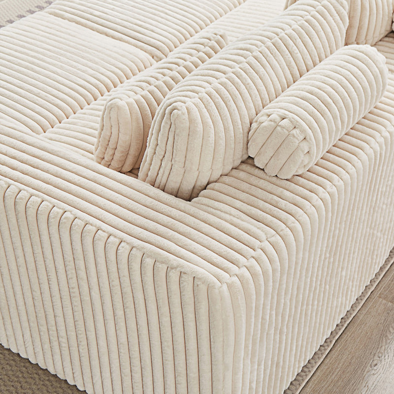 Méridienne surdimensionnée de 87 po, sans assemblage requis, Velours côtelé beige