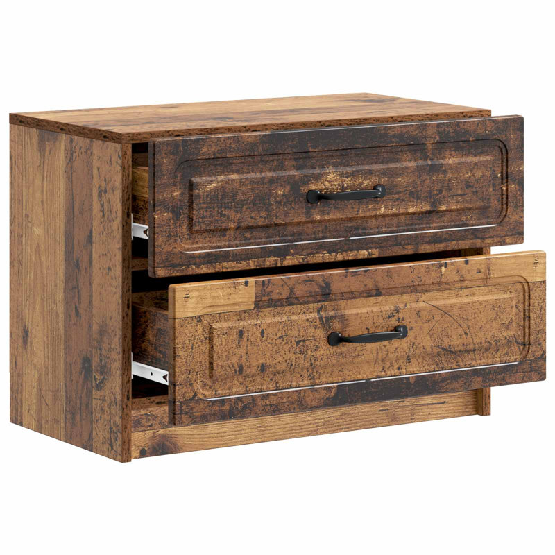 62cm W Manufactured Wood Bedside Table, Old Wood