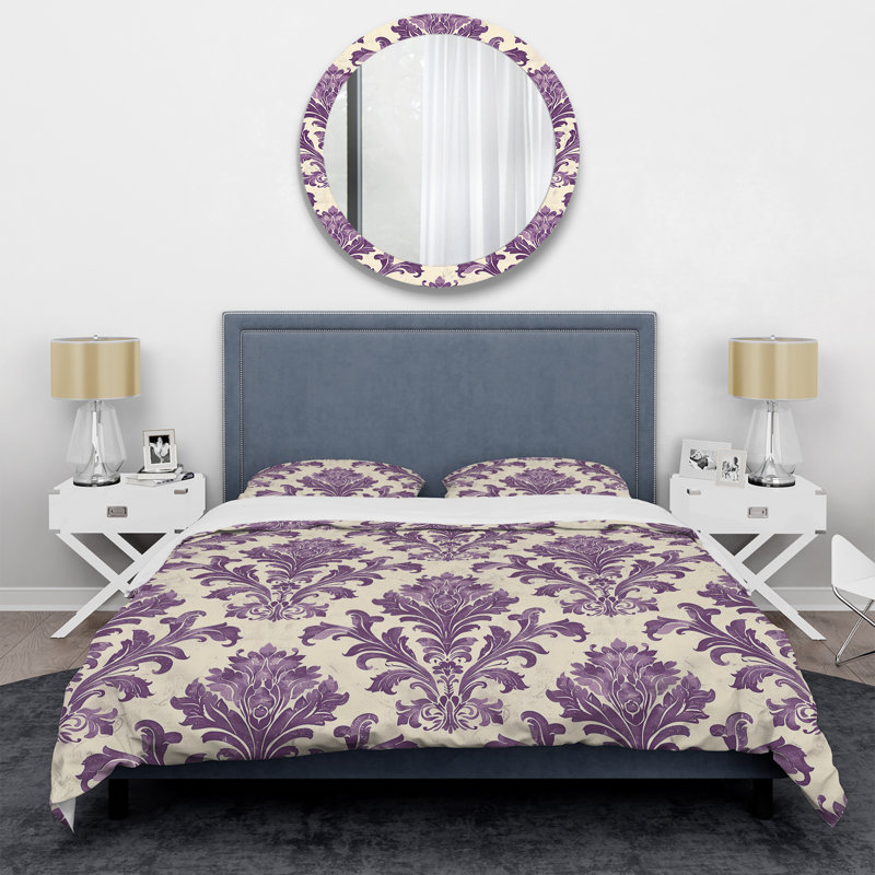 Ensemble de housse de couette Grape Purple Damask Bliss II - Transitional, Housse de couette très grand et 2 très grandes t