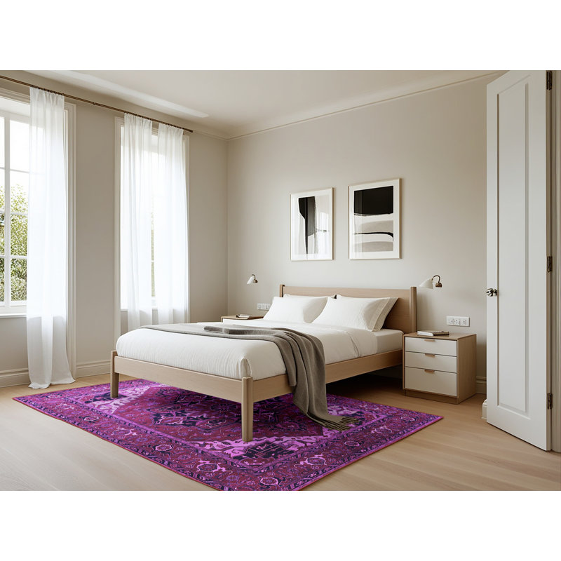 Tapis mauve Mid-Century 2037, Rectangle 5 pi x 7 pi