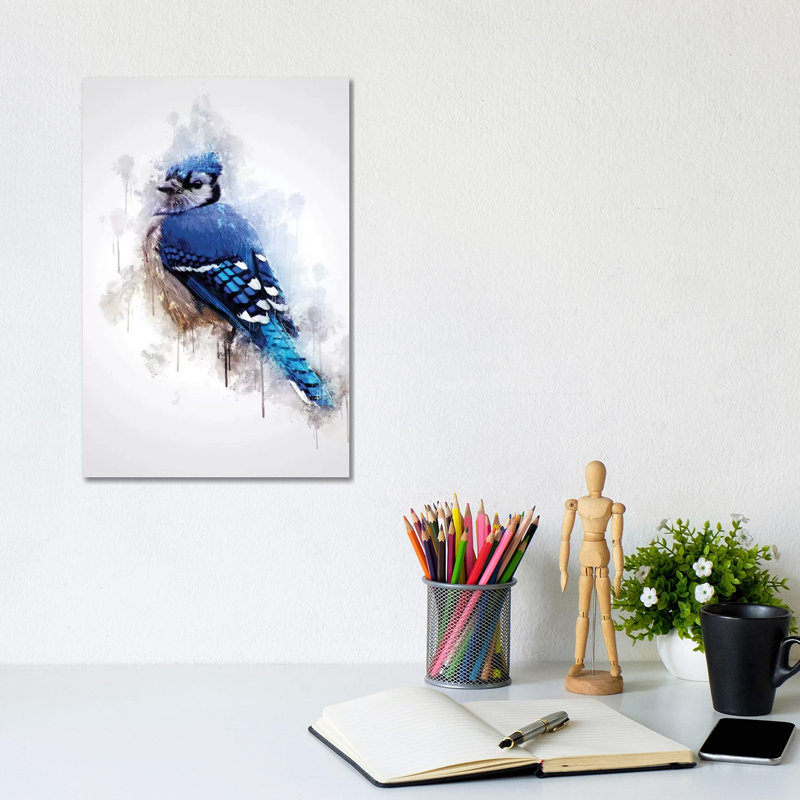 Blue Jay Bird 1 Piece Wrapped Canvas Painting, 30.48cm H x 20.32cm W x 1.905cm D
