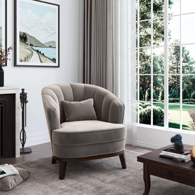 Fauteuil d'appoint gris et rembourré Channel, espace de vie principal, rembourrage en mousse à mémoire de forme, structure américaine élégante, coussin généreusement rembourré, base, siège