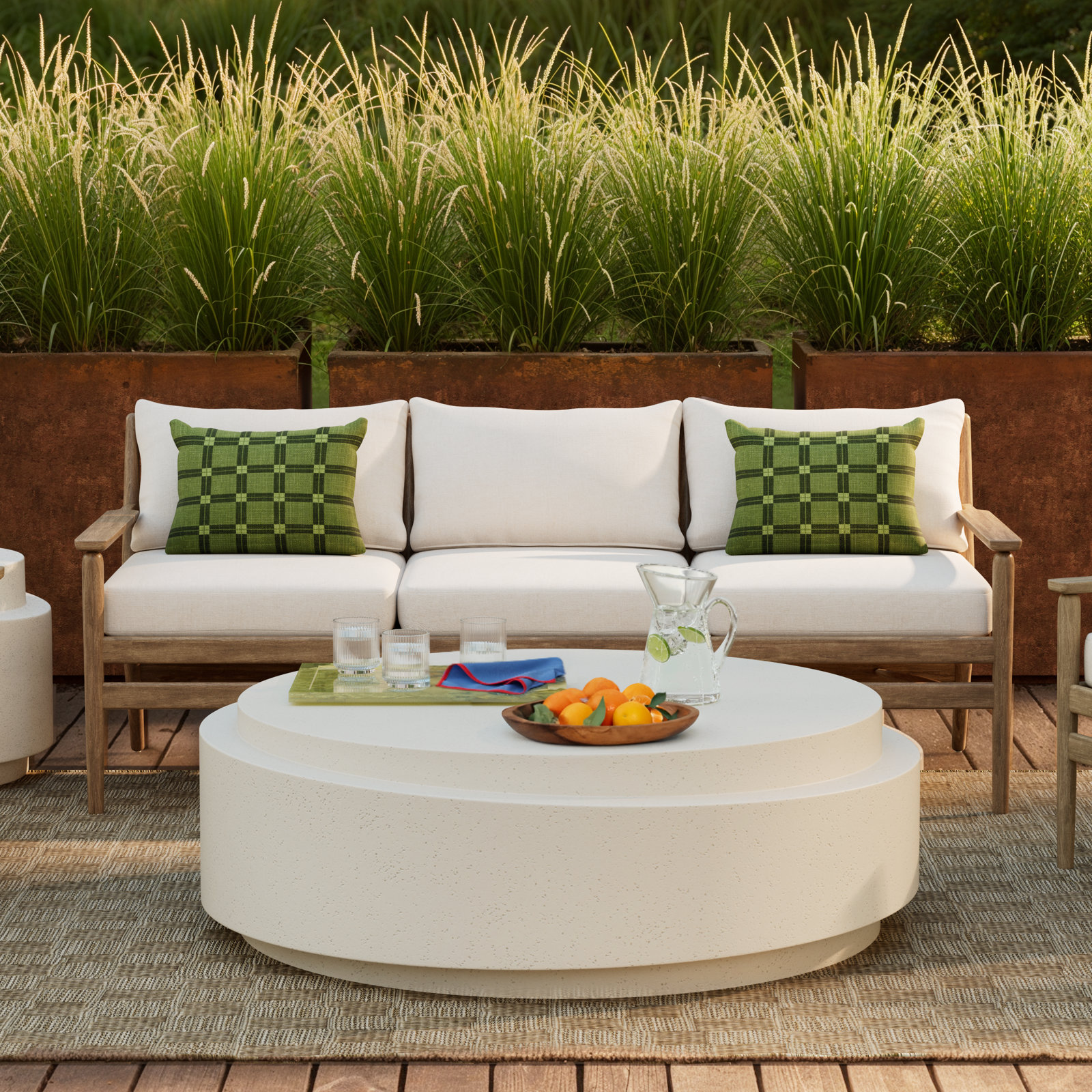 Plaid Indoor/Outdoor Lumbar Throw Pillow, Green, 14"H x 20"W