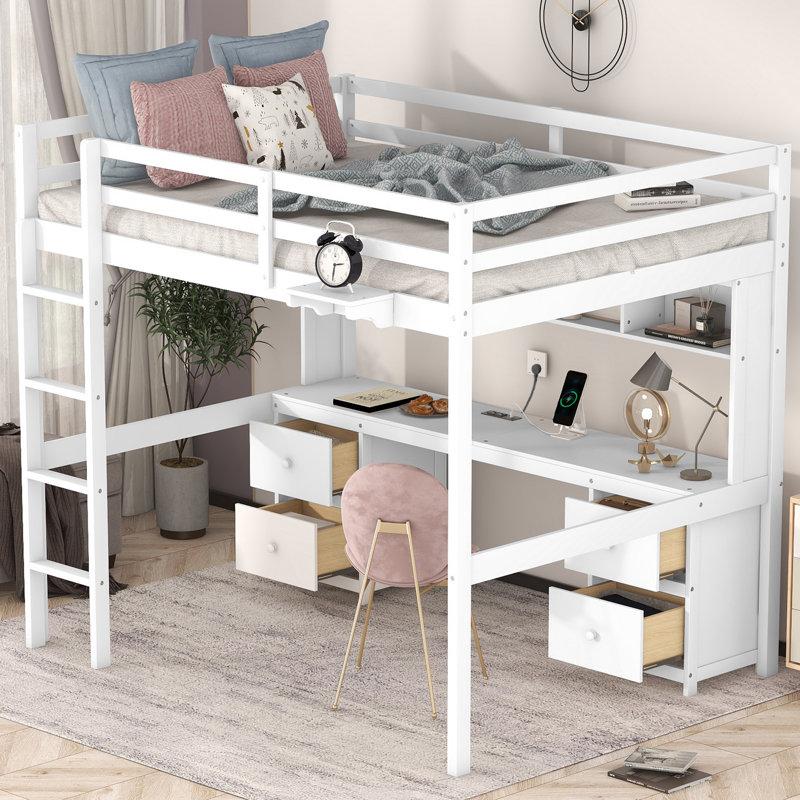 Yvette Kids Full Loft Bed, White